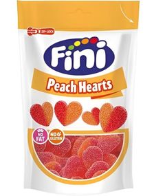 Fini Peach Hearts - Hjerteformet Fersken 165 gram