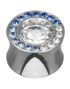 Shade Blue Circle - Piercing Plugg med Vita och Blå Stenar