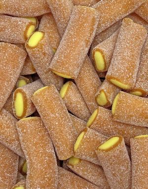 1 kg Boks med Sure Tykke Mango Lakrisstenger