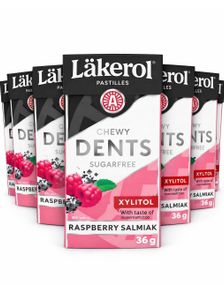 1795910400_524 st Läkerol Dents Raspberry Salmiak / Sockerfria Pastiller med Hallon- och Salmiaksmak - Hela Lådan 864 gram