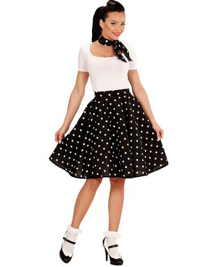 Svart 50-Tals Polka Dot Maskeradskjorta och Halsduk