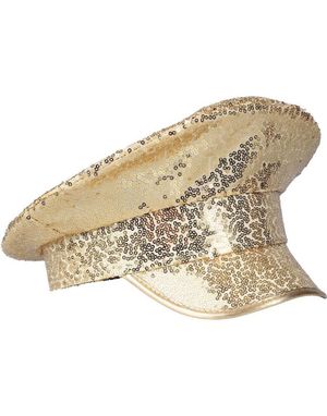 Guldfärgad Kaptenhatt Med Paljetter