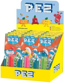 12 stk Smurf Pez-Holder med 2 stk Pez Pakker