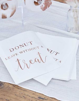 20 stk. "Donut Leave Without a Treat" Godtposer med Rosegullfoliert trykk 17x12 cm - Pampas