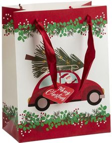1 del. Presentpåse med Driving Santa 23 cm