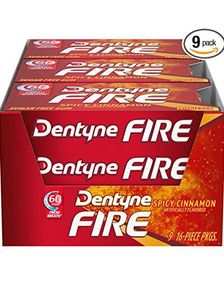 9 stk Dentyne Fire Spicy Cinnamon - Hel Eske Sukkerfri Tyggegummi (USA Import)