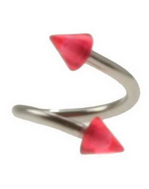 Curve Ögonbrynspiercing med Röda Spikes - 1.2 x 8 mm