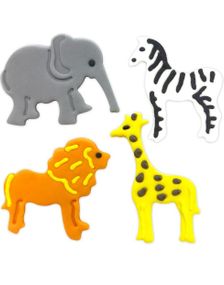 4 stk Safari Dyr Sugarcraft Toppers - Håndlaget Spiselig Kakepynt