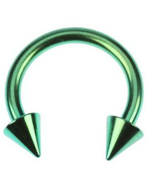 Rund Grön Ögonbrynspiercing med Spike Kulor - 1,6 x 10 mm