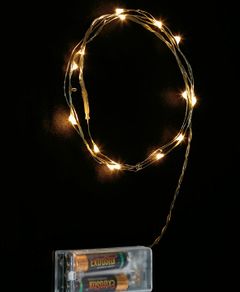 Batteridriven Ljusslinga med 10 Varmvita LED Lysdioder - Inombruk 1 meter