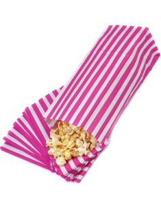 500 stk Randiga Rosa Retro Godispåsar i Papper 25x11 cm - Hel Eske