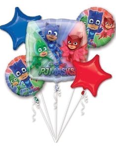 Pyjamashjältarna Ballongbukett med 5 Folieballonger