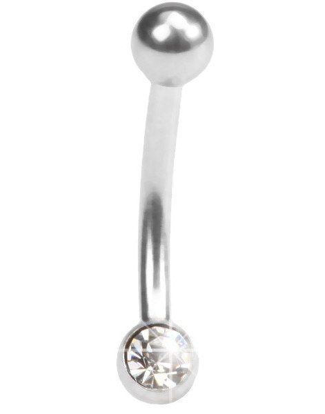 Ögonbrynspiercing med Klar Sten - 1.2 x 8 mm