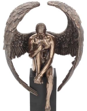 Angel's Reflection - Kontemplerende Englefigur i Bronse 26 cm