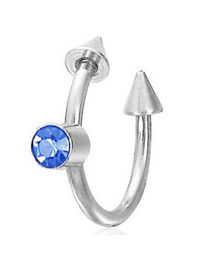 Ögonbrynspiercing med Spike Kulor & Blå Sten - 1,2 x 10 mm