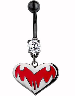 Demons Heart Navelpiercing - Svart/Röd