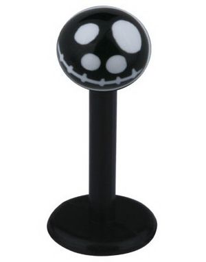 Labret with Jack Skellington Head - Svart/Vit - Strl 1,2x8x4mm