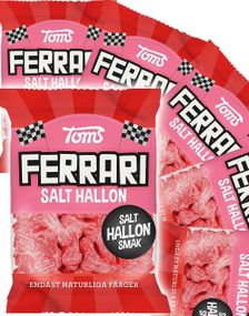 30 stk Toms Ferrari Salt Hallon - Vingummi med Salt Bringebærsmak - Hel Eske 3,6 kg