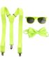 Maskeraddräkt Set - Neongula Glasögon, Hängslen Och Fluga