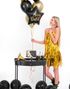 Happy Birthday! - Stjerneformet Svart Folieballong med Metallisk Gullskrift 40 cm