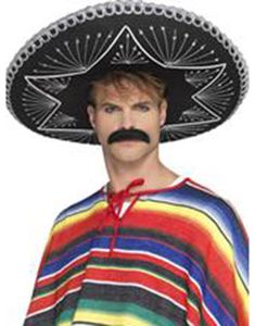 Delux Svart Day of the Dead / Mexikansk Sombrero 56 cm