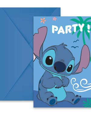 6 stk Disney Stitch Invitasjoner med Konvolutter