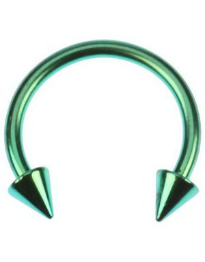 Rund Grön Ögonbrynspiercing med Spike Kulor - 1,2 x 8 mm