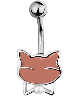 Kitten With Pearl Navelpiercing - Silverfärgad och Svart