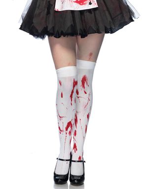 Bloody White Stockings - Vita Strumpor