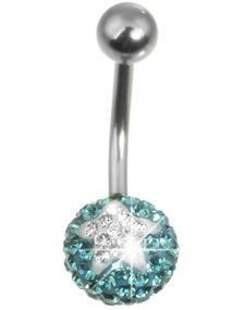 Stardom Navelpiercing - Turkos/Vit
