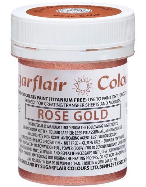 SugarFlair Metallic Rosegull Sjokoladefarge - 35 gram