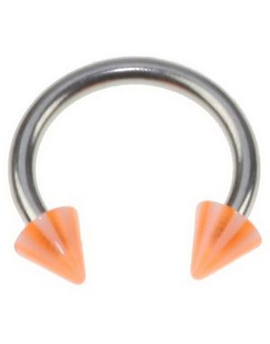 Rund Ögonbrynspiercing med Orange ocg Vita Spike Kulor - 1.2 x 8 mm