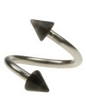 Curve Ögonbrynspiercing med Svarta Spikes - 1.2 x 8 mm
