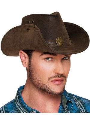 Brun Cowboyhatt med Skinnimiterat Useende