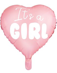 Its a Girl - Rosa Hjärtformad Folieballong 48 cm
