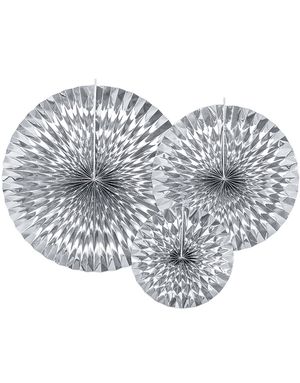 3 stk Silverfärgade Pappersrosetter