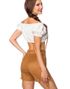 Bruna Lederhosen till Dam med Broderi och Fickor