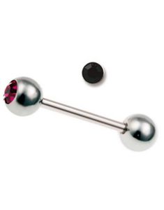 Fin Tungpiercing med Svart Sten