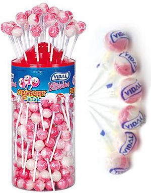 150 stk Vidal Lollipops med Grädde och Jordgubbsmak