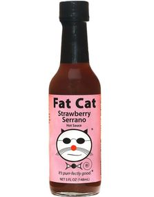 Fat Cat Strawberry Serrano Hot Sauce - Mild Sterk Serrano Chilisaus med Jordbær 148 ml (USA)