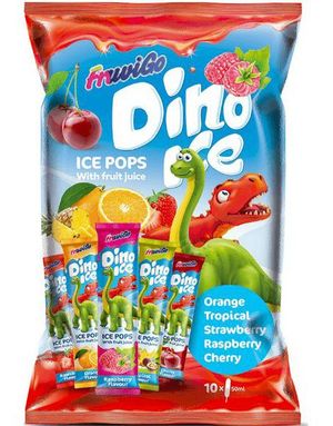 10-Pack Dino Ice Pops - Saft-Is med 4 Forskjellige Smaker