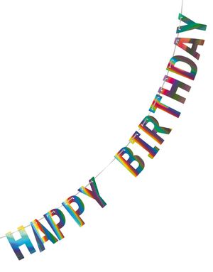 Iriserande Happy Birthday Girlang 2 meter