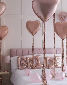 Bride Ballongpaket med Hjärt- och Bokstavballonger - Blush Hen