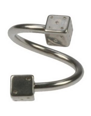 Curve Ögonbrynspiercing med Tärningar - 1,2 x 8 mm