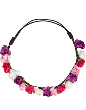 Fint Huvudband med Lila, Rosa, Vita och Röda Blommor