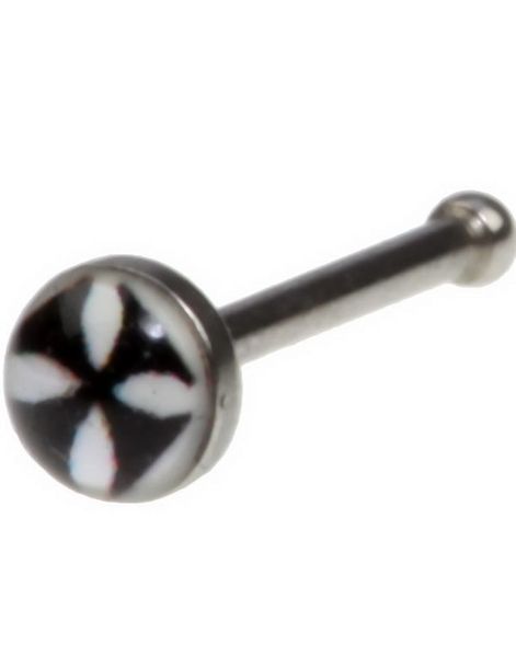 Rak Näspiercing med Svart Riddarkors
