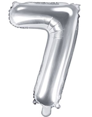Talet 7 - Silverfärgad 41 cm Liten Folieballong