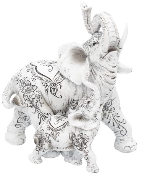 Mor och Barn Elefantfigur med Henna-Motiv 17 cm