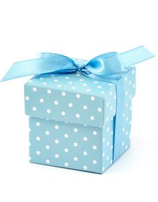 10 stk Babyblå Gåvoaskar med Band 5x5 cm