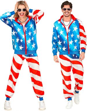  UV Glow USA Flagg Grilldress til Voksen